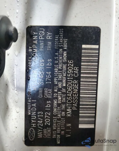 2013 Hyundai Veloster from USA, damaged, VIN KMHTC6AD6DU159026